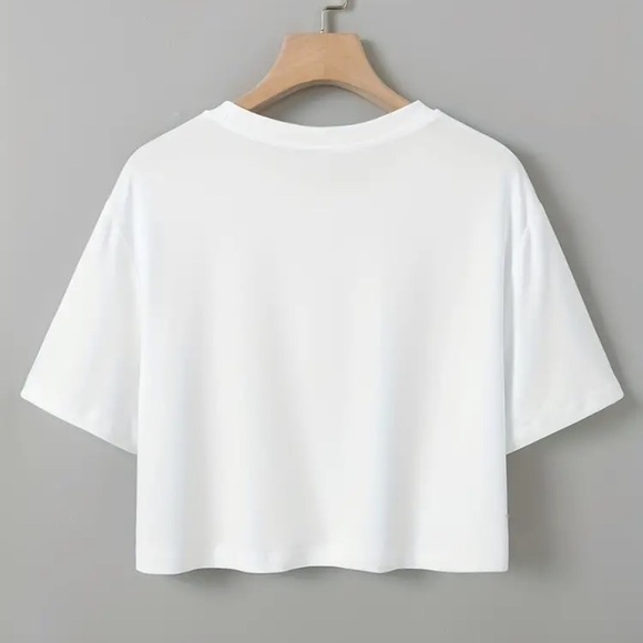 Women’s Bright White Crew Neck Crop Top. Size L - Picture 3 of 8